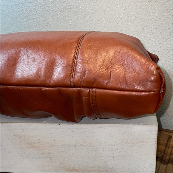 VTG B. Young Leather 70’s 80’s Western Neutral Zipper Clutch Purse Festival Chic - Picture 7 of 16